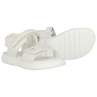 Girls White Logo Sandals, 1, hi-res
