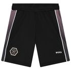 Boys Black Logo Shorts, 1, hi-res