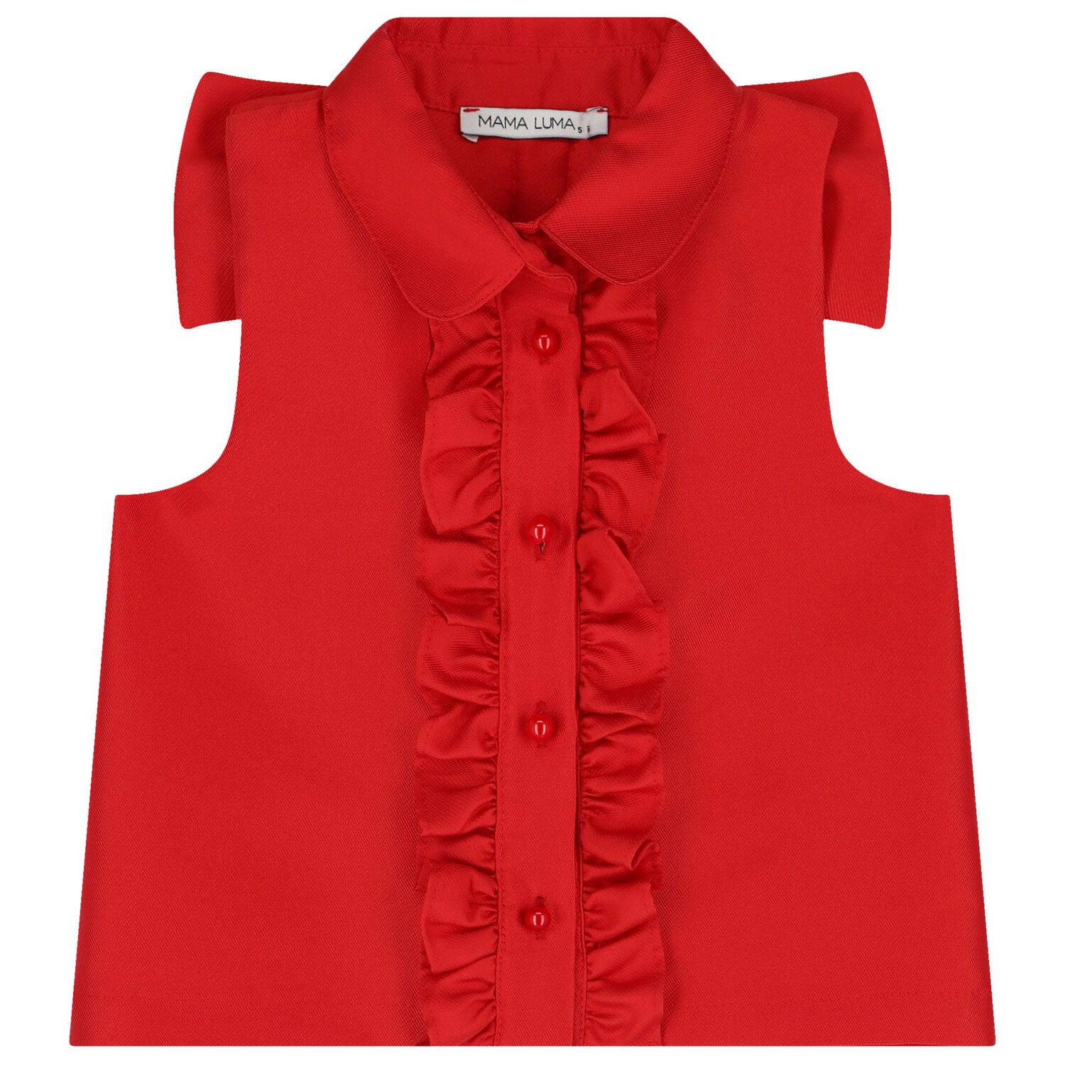 Girls Red Ruffled Top, 1, hi-res