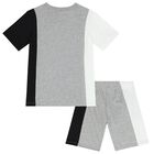 White, Grey & Black Logo Shorts Set, 1, hi-res