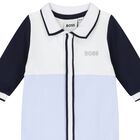 Baby Boys White & Blue Logo Babygrow, 3, hi-res