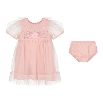 Baby Girls Pink Sequin Tulle Dress Set