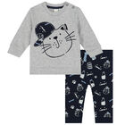 Baby Boys Grey & Navy Cap Tracksuit, 1, hi-res