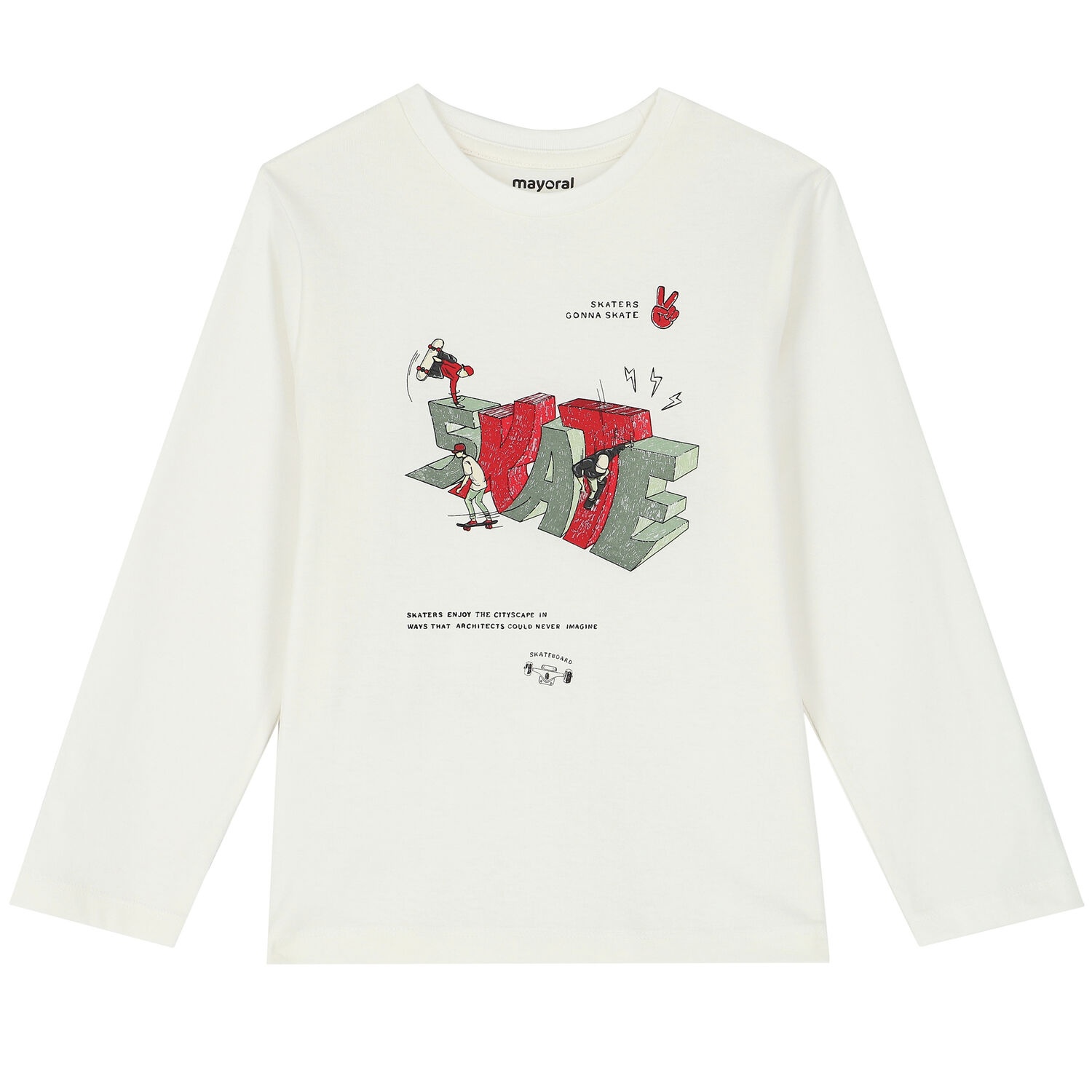 توب بأكمام طويلة باللون الكاكي والعاجي للأولاد (قطعتين), 2, hi-res