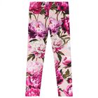 Girls Pink Peony Leggings, 1, hi-res