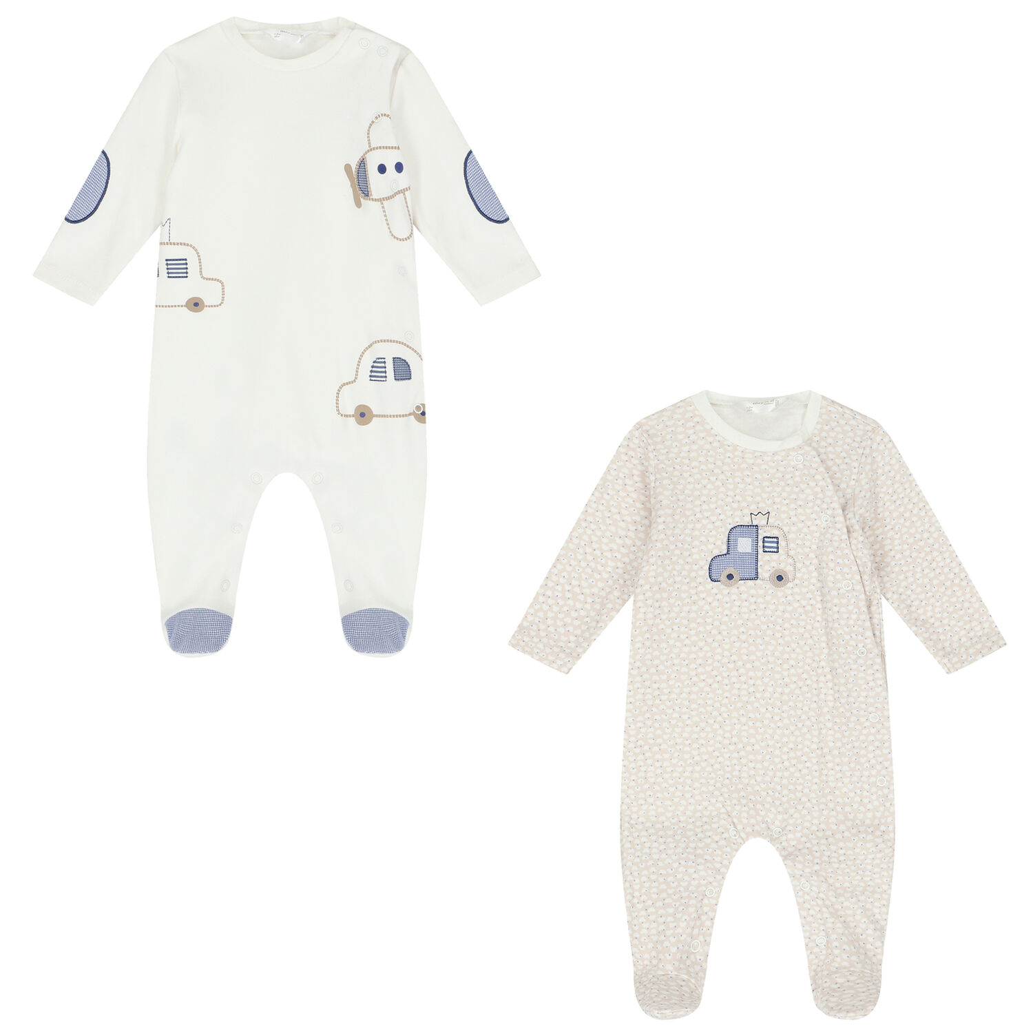 Baby Boys Ivory Babygrows (2 Pack), 1, hi-res image number null