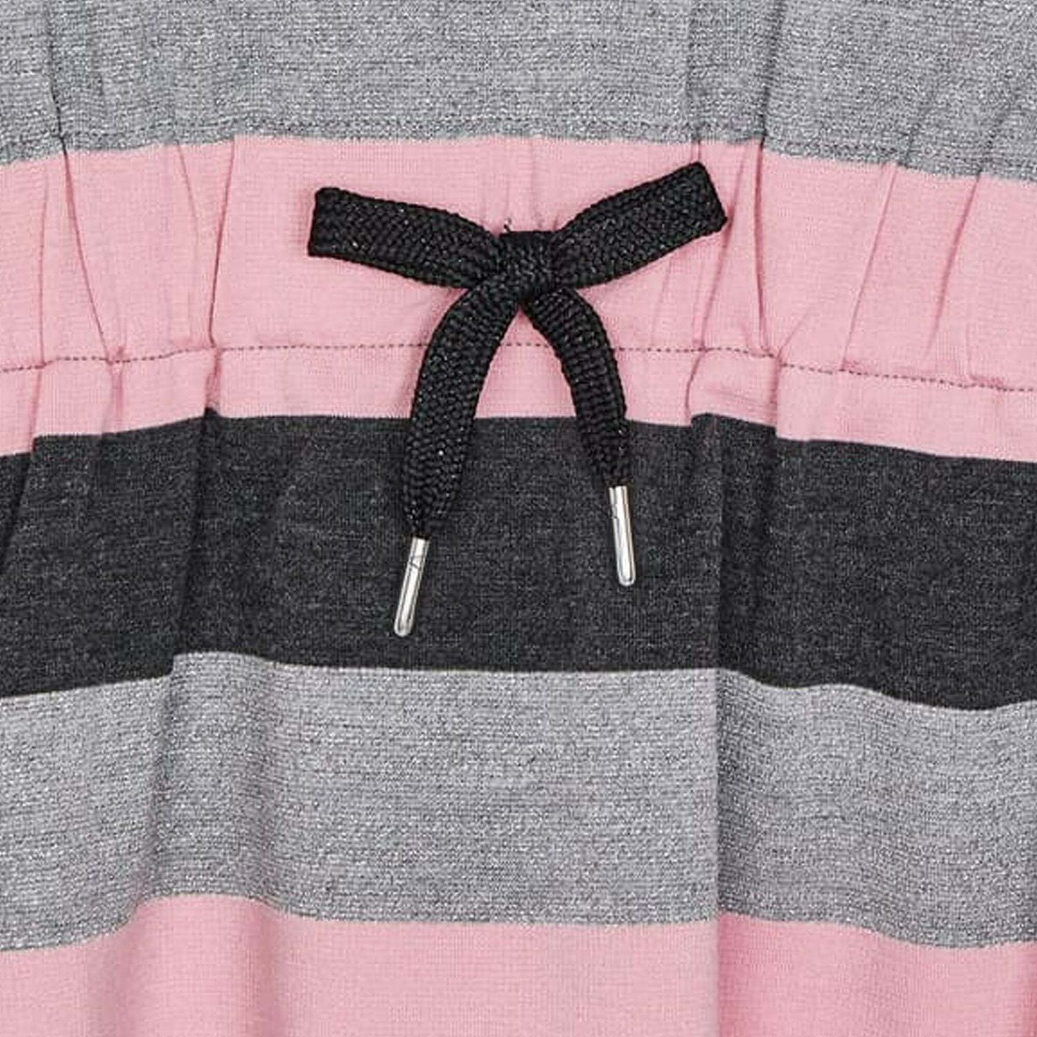 Girls Pink & Grey Striped Dress, 1, hi-res image number null