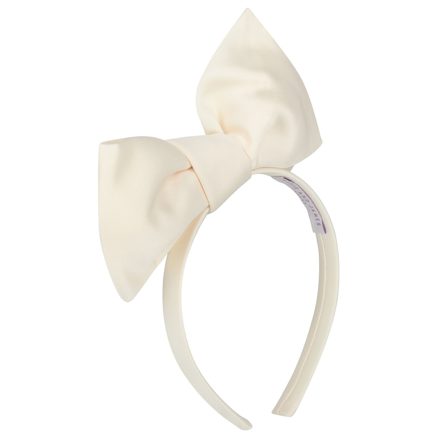 Girls Beige Bow Headband, 1, hi-res