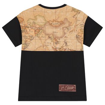 Boys Black & Beige Geo Map Logo T-Shirt