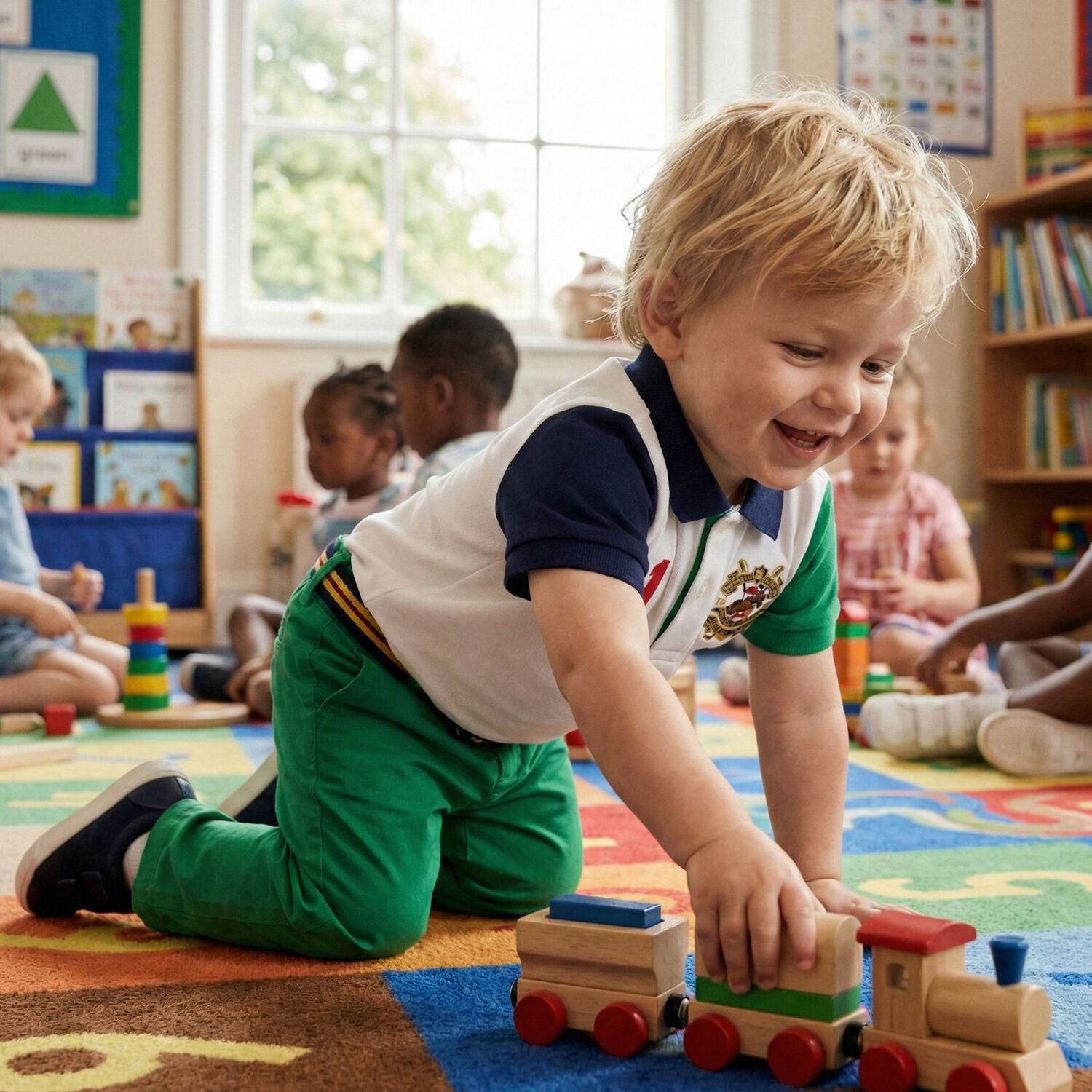  طقم بنطلون أبيض وأخضر بشعار للأطفال الرضع, 1, hi-res