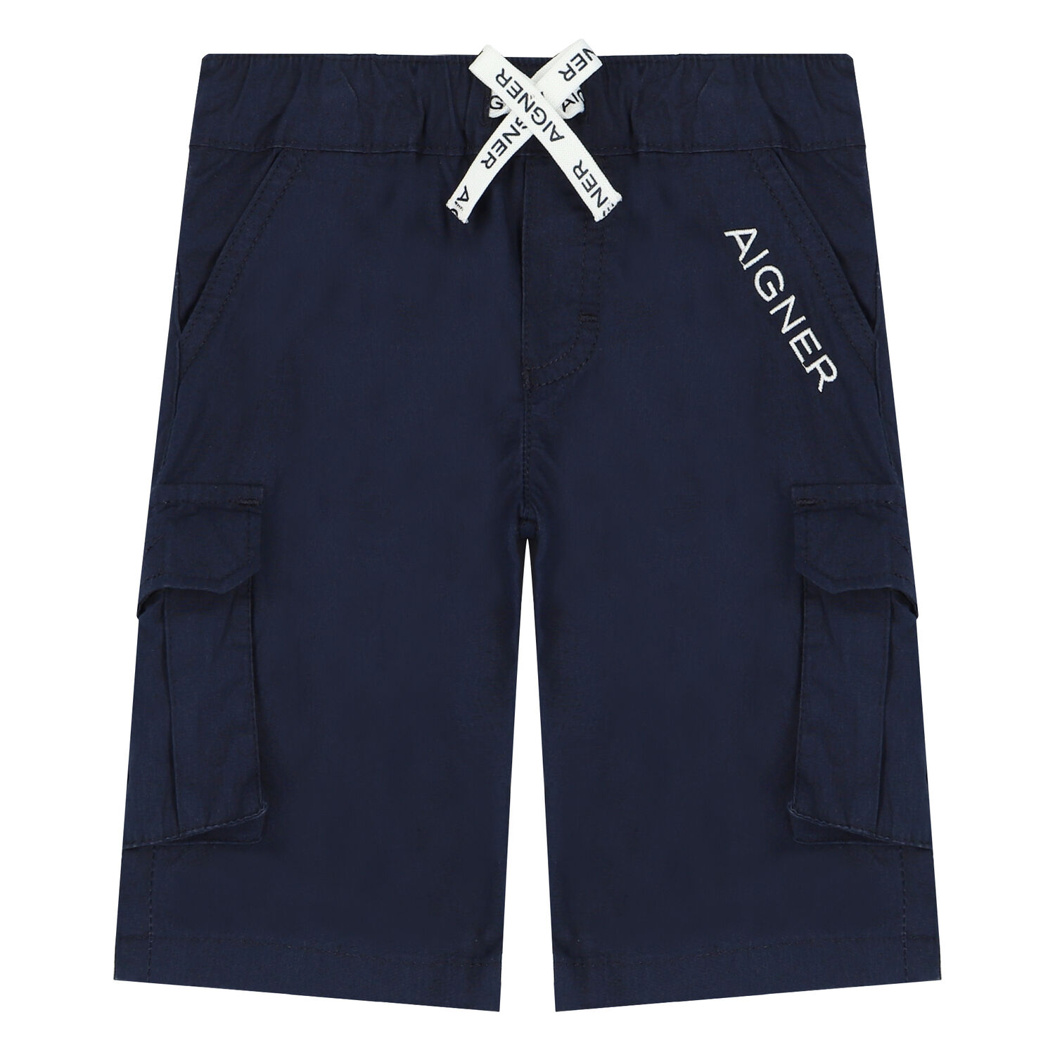Younger Boys Navy Logo Shorts, 1, hi-res
