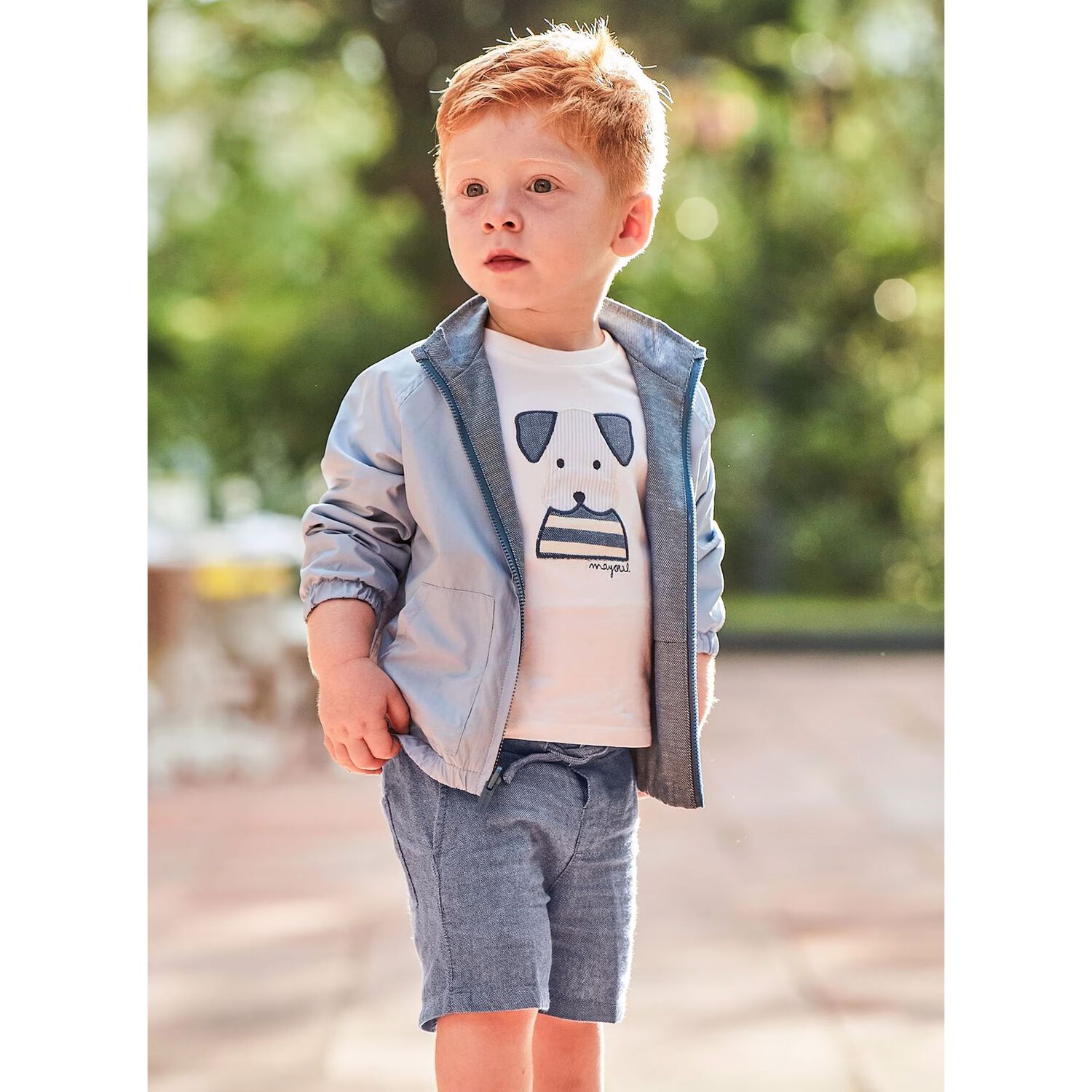 طقم شورت جرو باللونين الأبيض والأزرق للأولاد, 1, hi-res