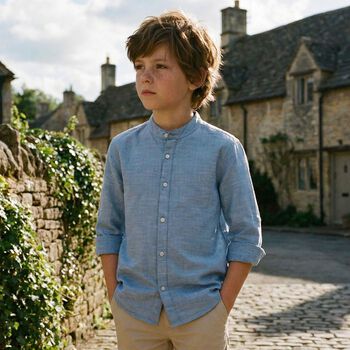 قميص باللون الازرق للاولاد