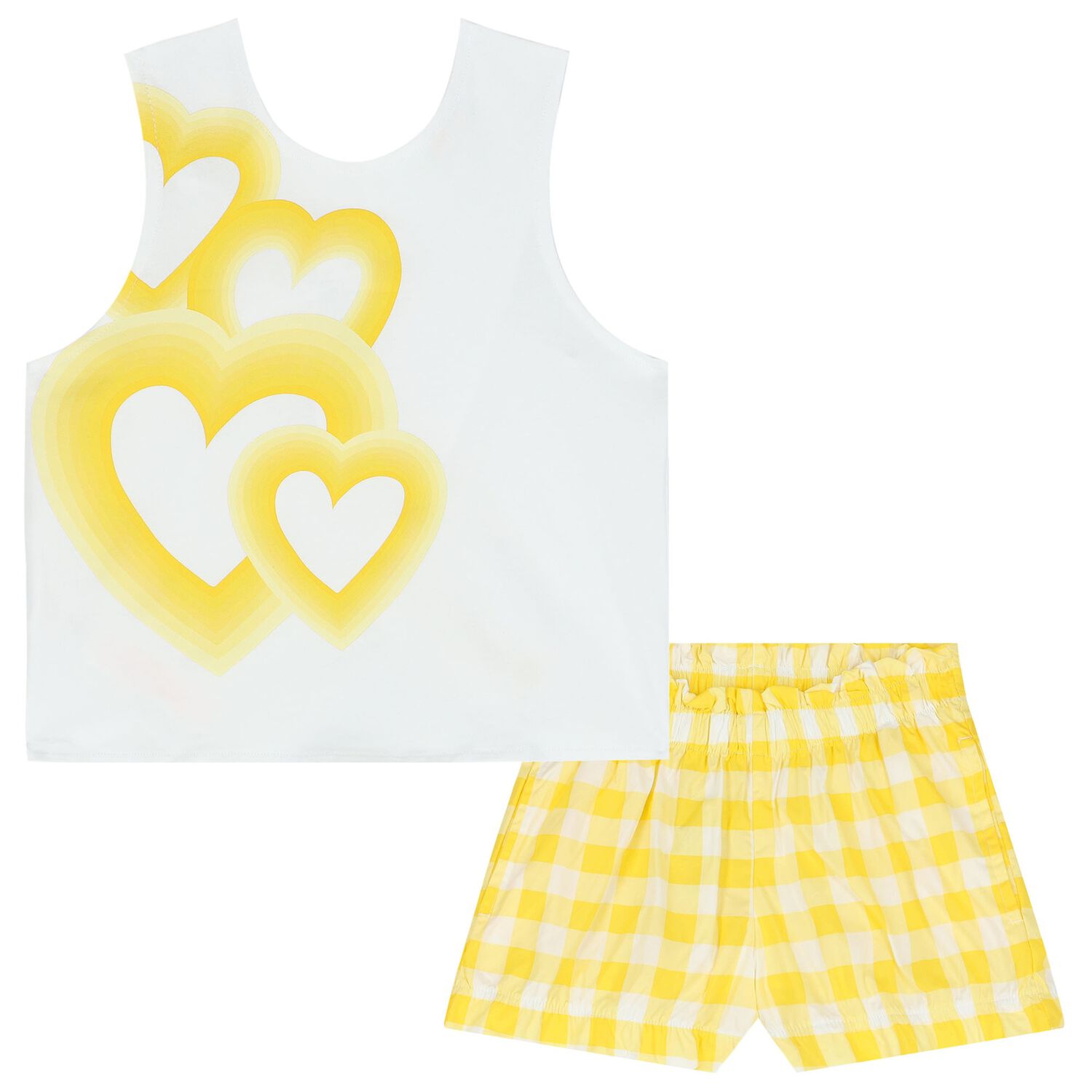 Girls Yellow & White Shorts Set, 1, hi-res
