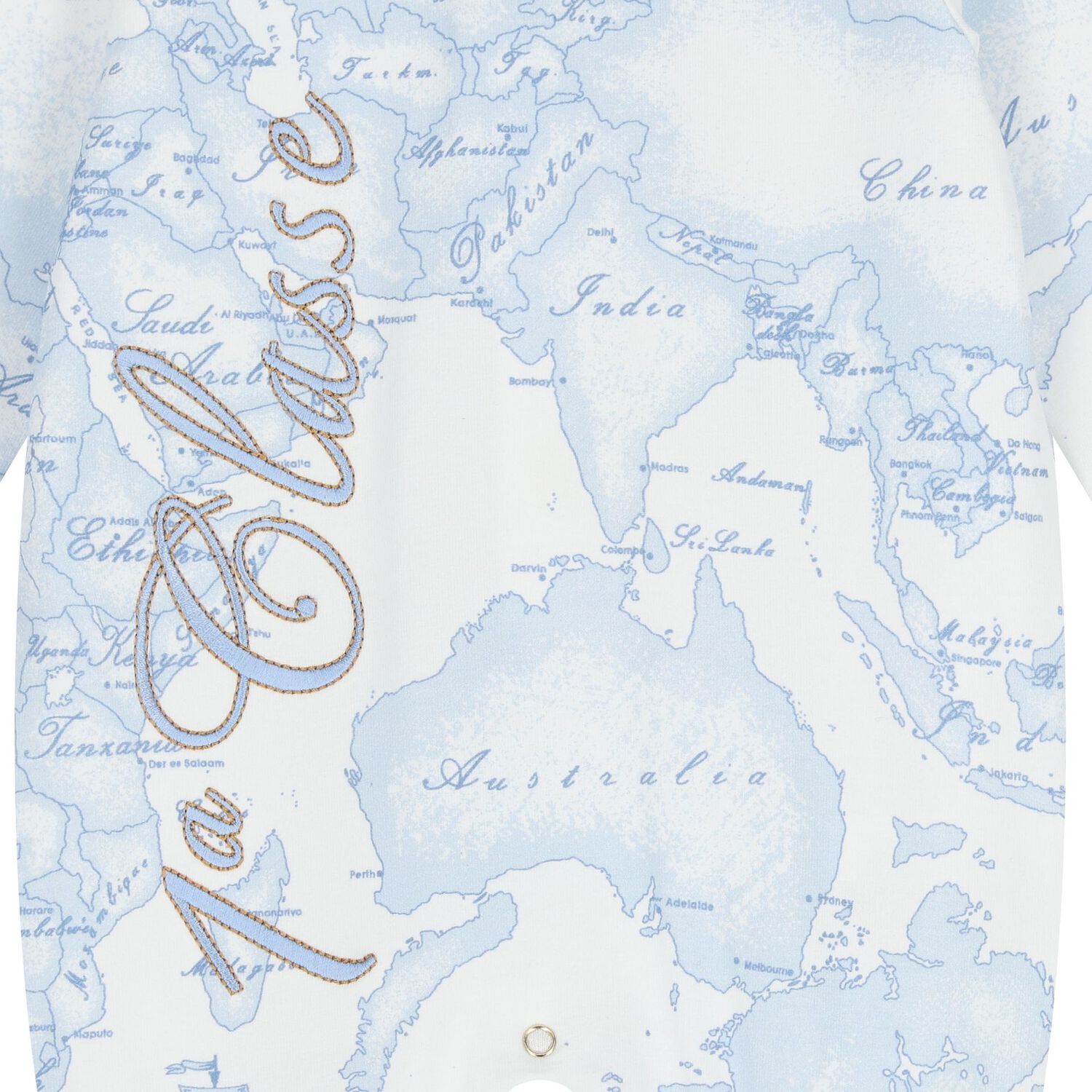 Baby Boys White & Blue Geo Map Babygrow Gift Set , 3, hi-res