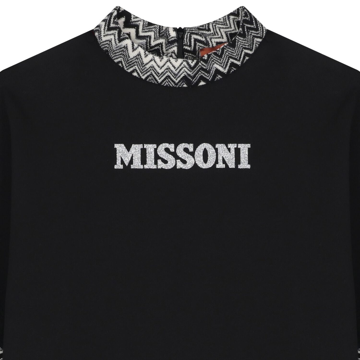 فستان مخطط بالشعار باللون الاسود للبنات, 1, hi-res