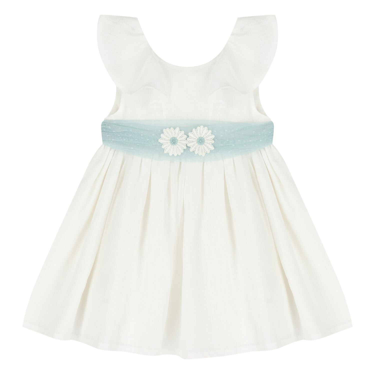 Younger Girls White Tulle Dress, 1, hi-res