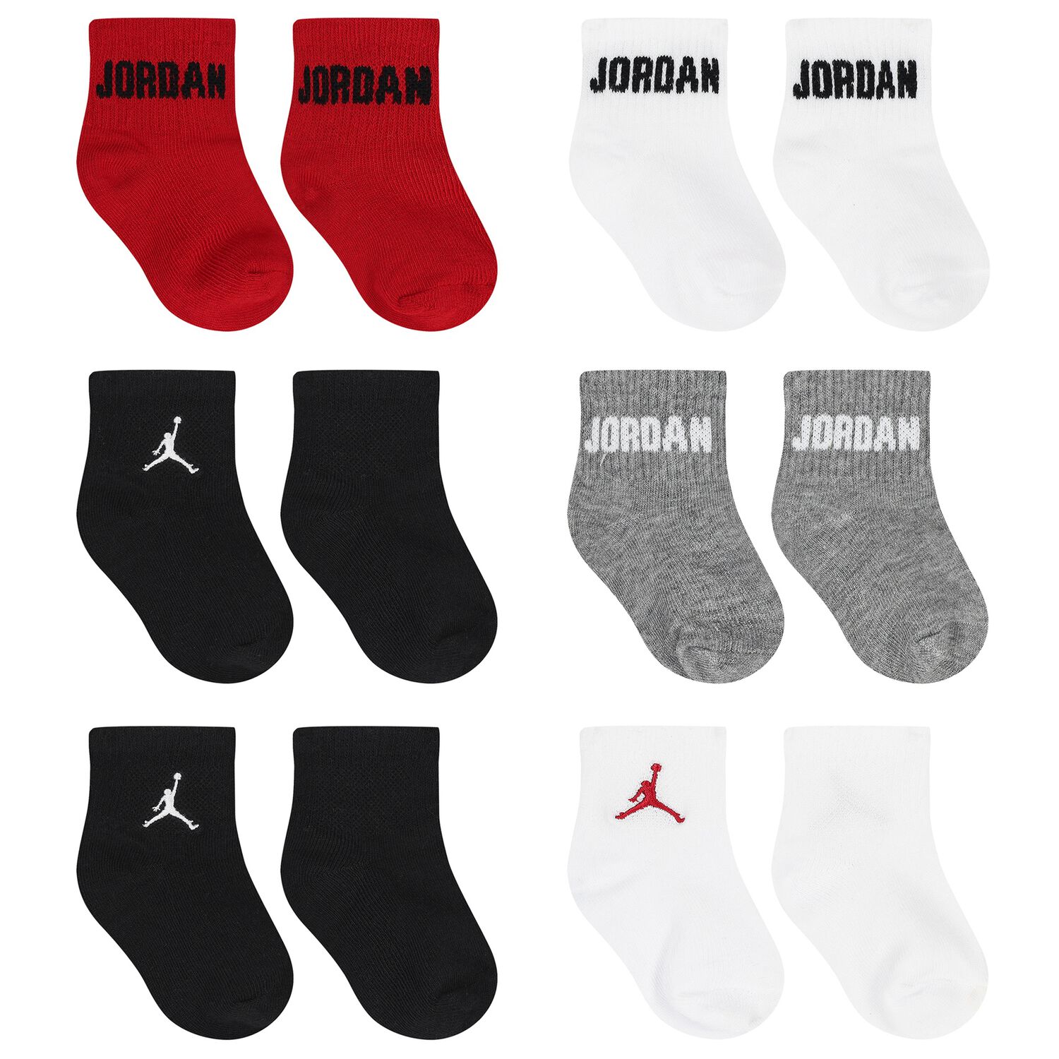 Red, Black & White Jordan Logo Baby Socks ( 6-Pack ), 1, hi-res image number null
