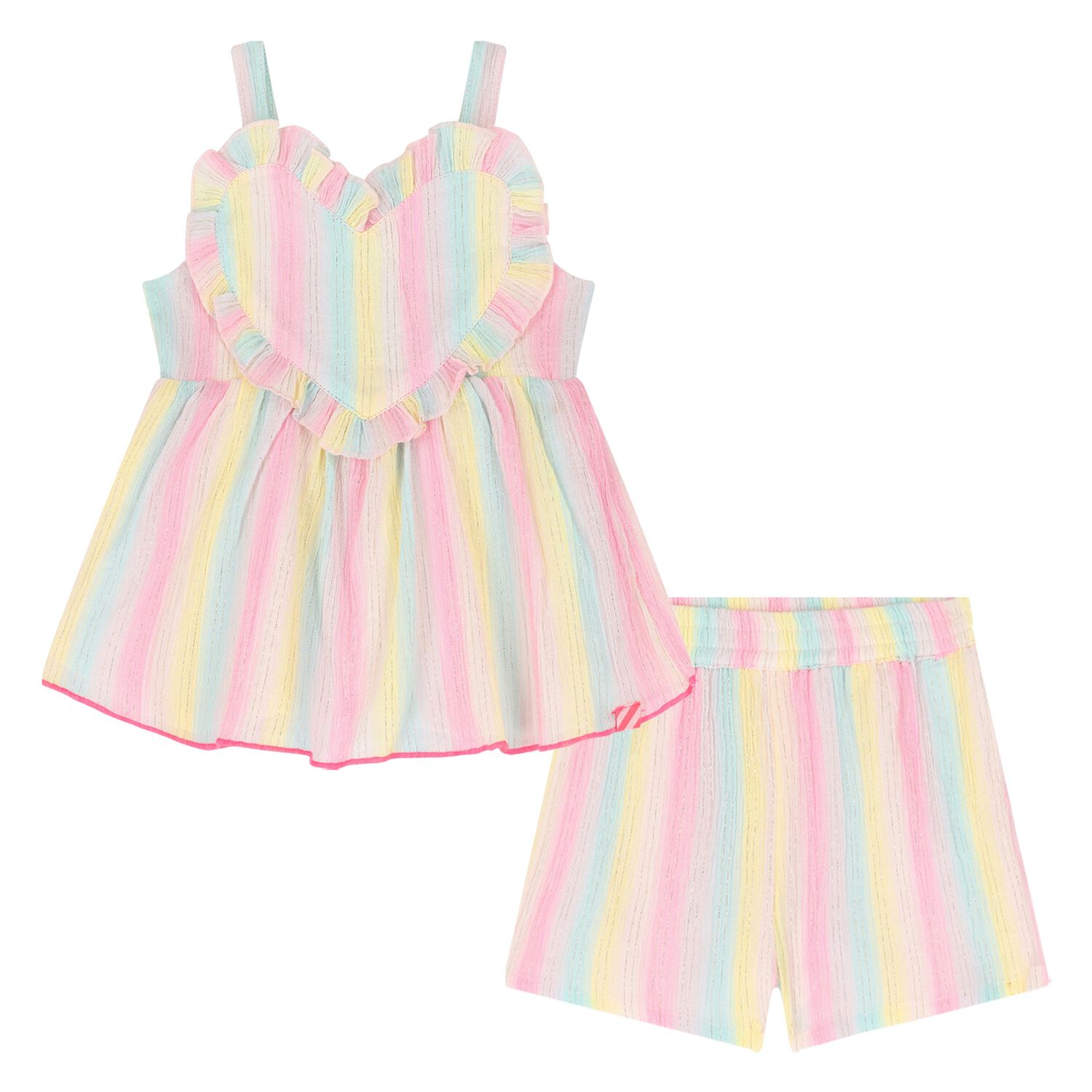 Younger Girls Rainbow Shorts Set, 1, hi-res