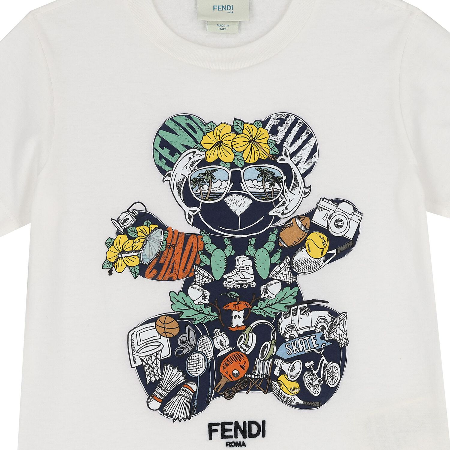 تي شيرت أبيض بشعار دب تيدي للأولاد, 1, hi-res