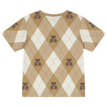 Beige Argyle Check T-Shirt