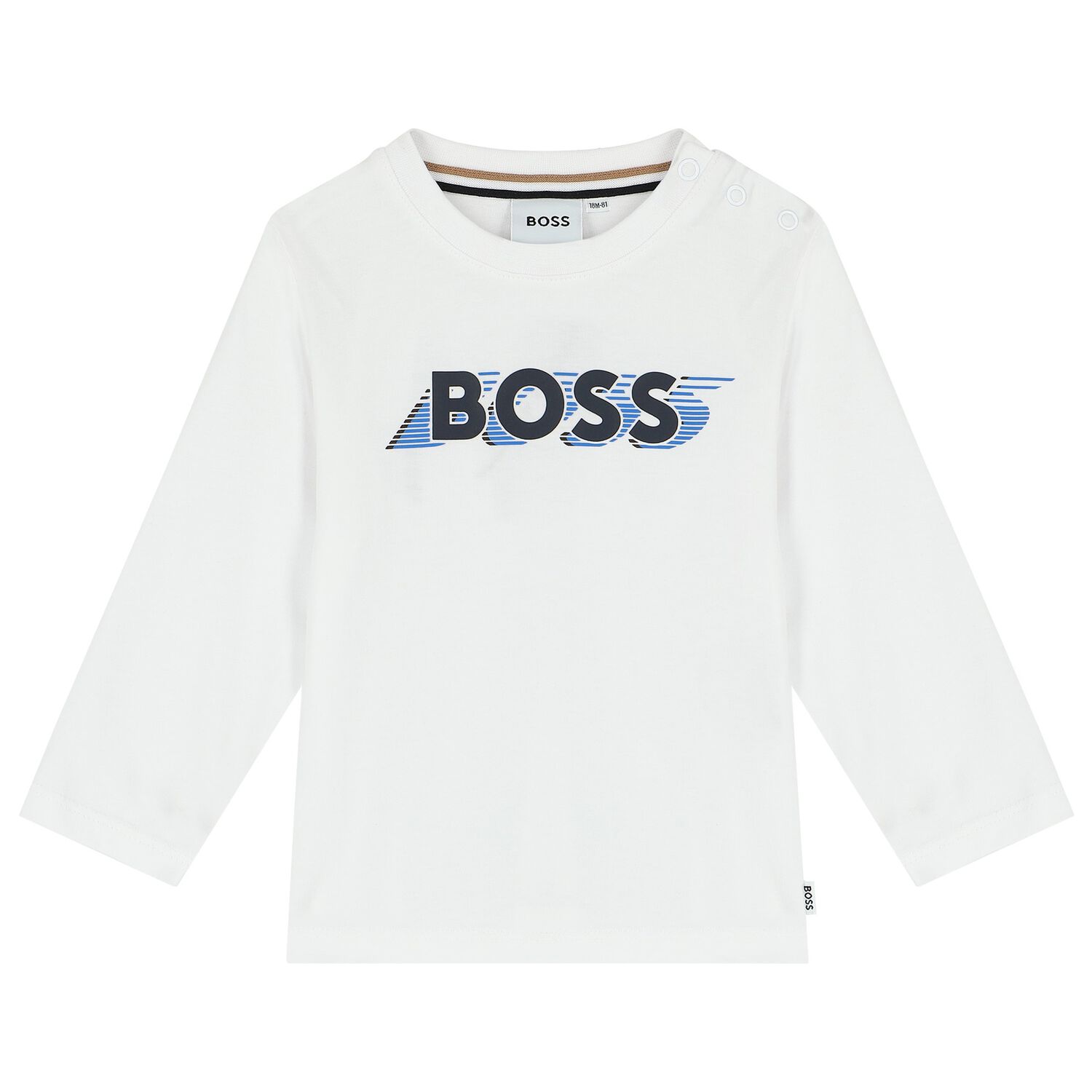 Younger Boys White Logo Long Sleeve Top, 2, hi-res image number null