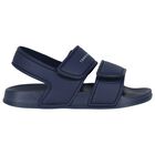Boys Navy Blue Logo Sandals, 1, hi-res