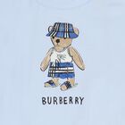 Baby Boys Blue Teddy Bear Logo Romper, 1, hi-res