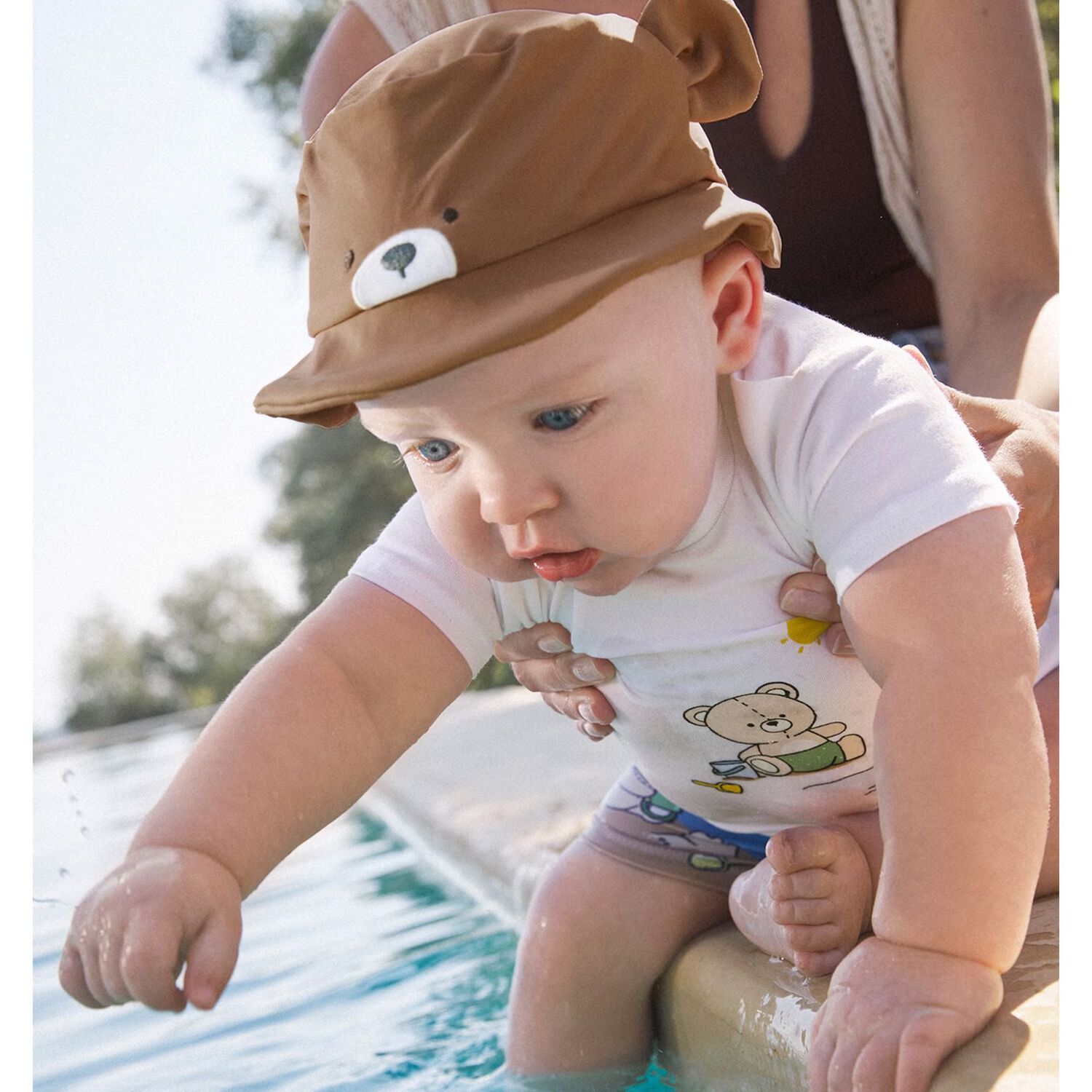 Baby Boys White, Blue & Brown Bear Swim Set, 3, hi-res