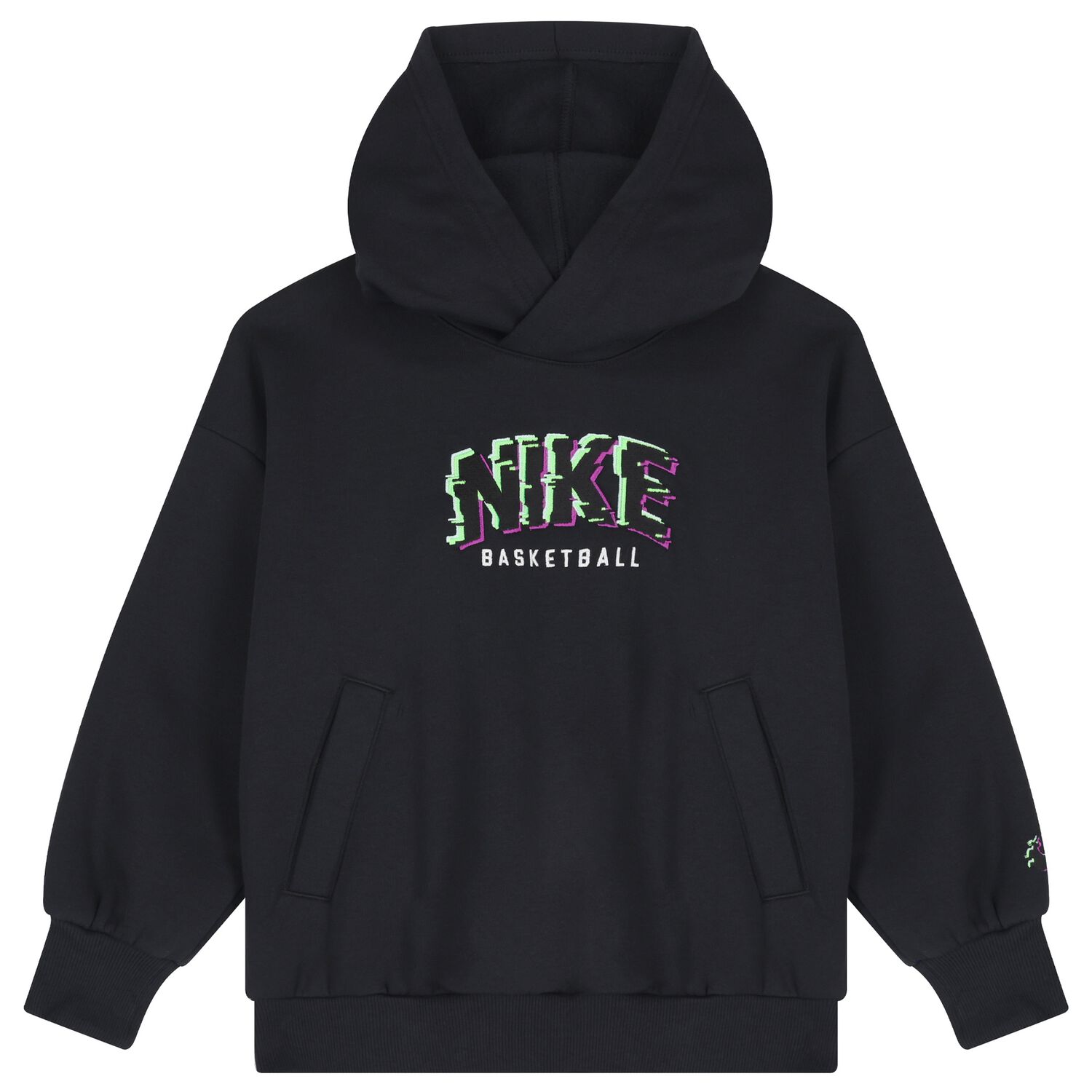 Boys Black & Green Logo Hooded Top, 1, hi-res