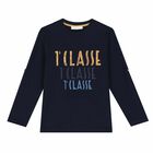 Boys Navy Blue Logo Top, 1, hi-res