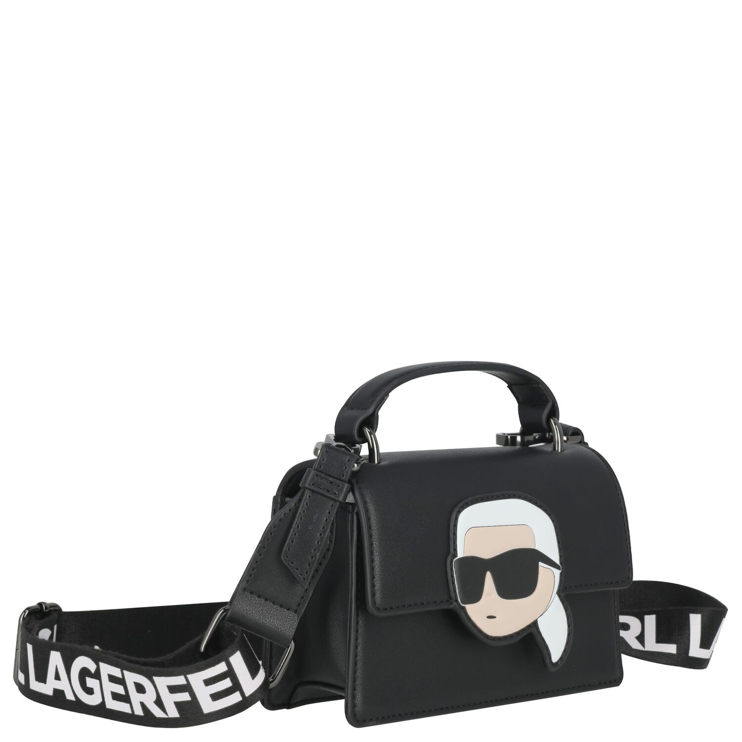 Girls Black Ikonik Karl Handbag, 1, hi-res