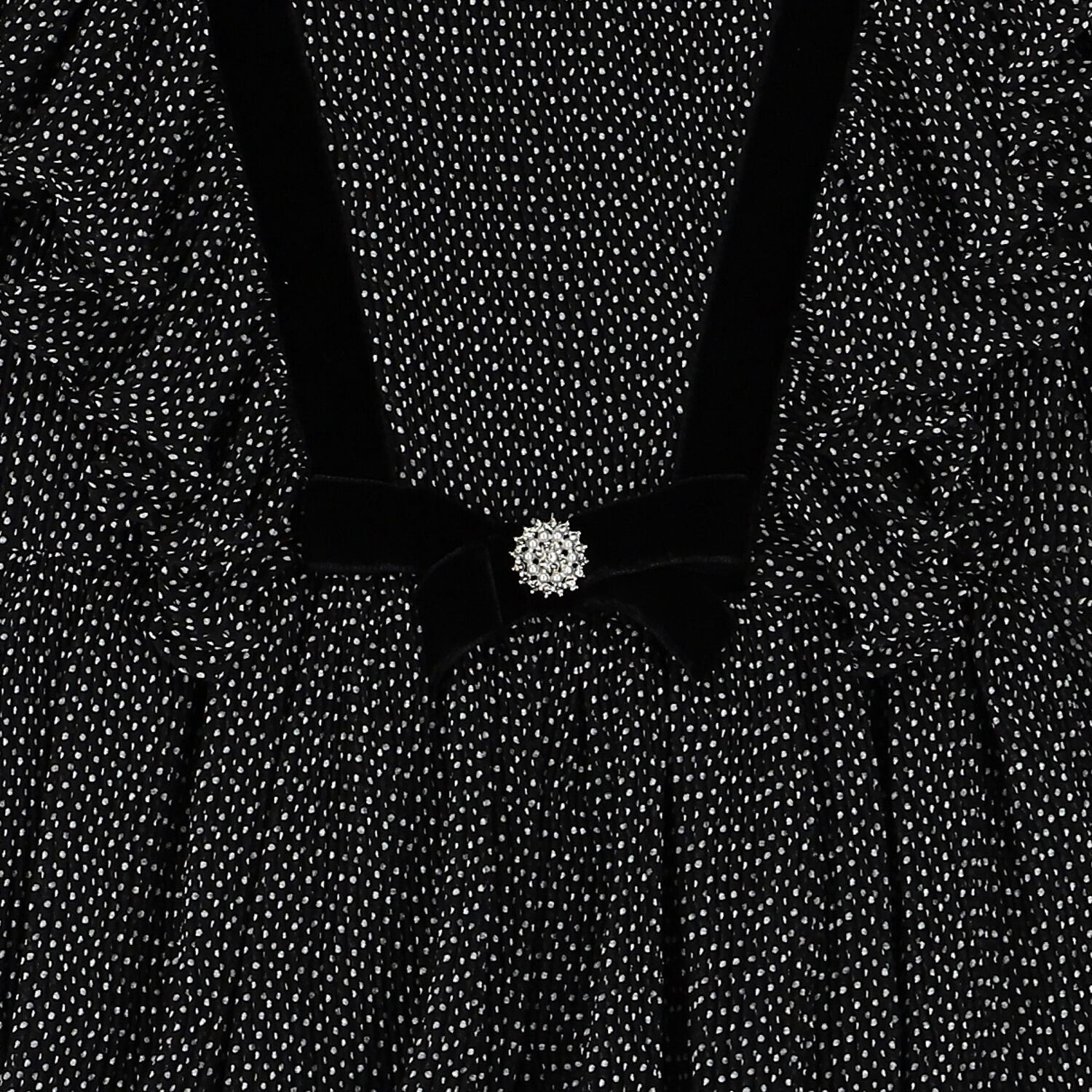 فستان بنات شيفون منقط باللون الأبيض والأسود, 1, hi-res