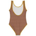 Girls Mini Me Brown & Gold Logo Swimsuit, 1, hi-res