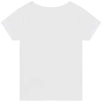 Girls White Sequin Logo T-Shirt
