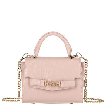 Girls Metallic Pink Textured Faux Leather Handbag