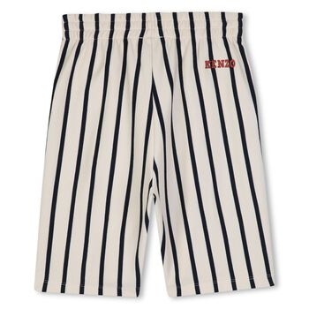 Boys Ivory & Black Logo Striped Shorts