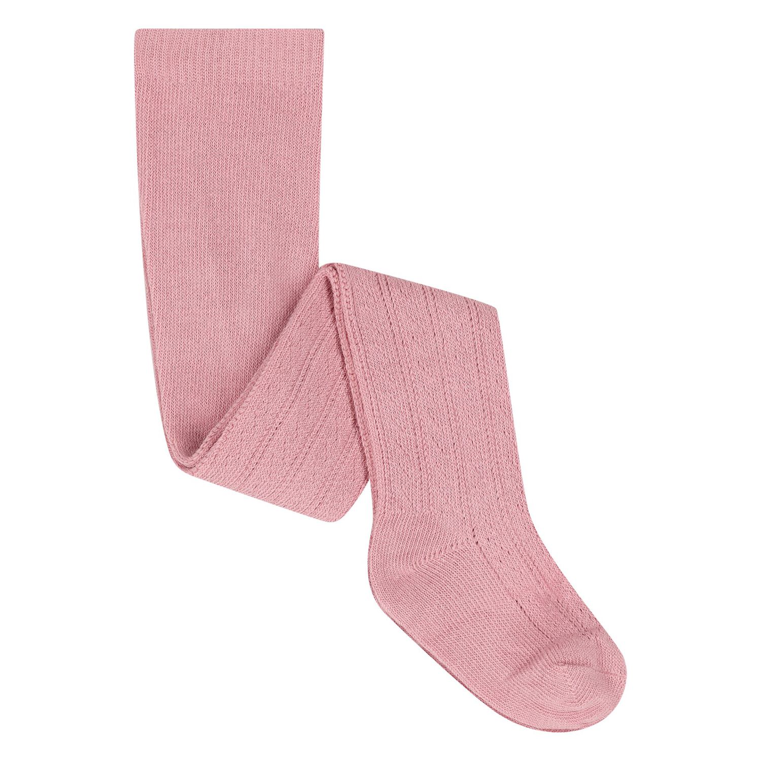 Younger Girls Pink Knitted Tights, 1, hi-res