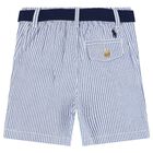Baby Boys White & Blue Shorts Set, 1, hi-res