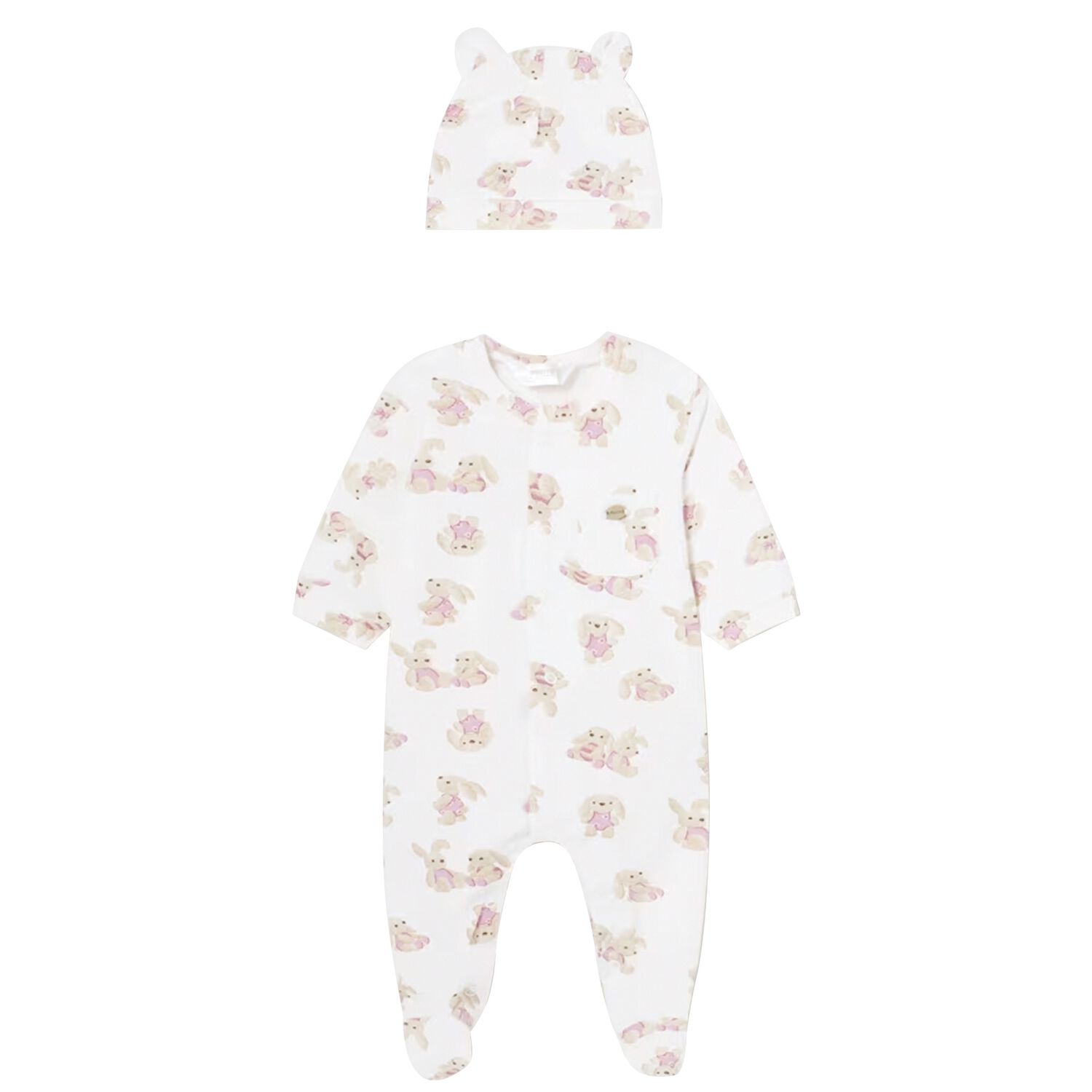 Baby Girls White Bunny Babygrow Gift Set, 1, hi-res