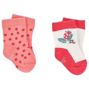 Baby Girls Red, White & Pink Socks ( 2 Pack )