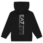 Boys Black Logo Hooded Top, 1, hi-res