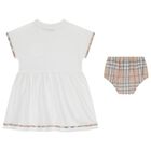 Baby Girls White Check Dress Set, 1, hi-res