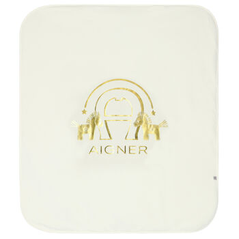 Ivory & Gold Horse Logo Baby Blanket