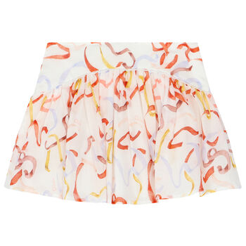 Girls White Ribbon Skirt