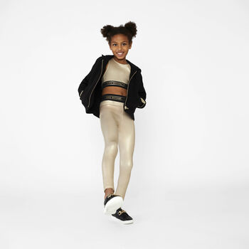 Girls Black Logo Zip Up Top