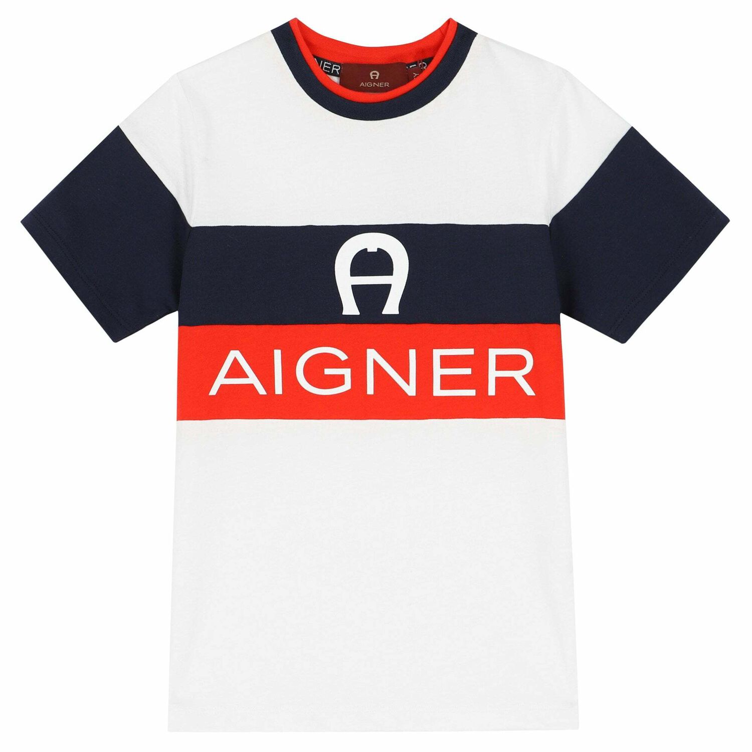 Boys White, Navy & Red Logo T-Shirt, 2, hi-res image number null