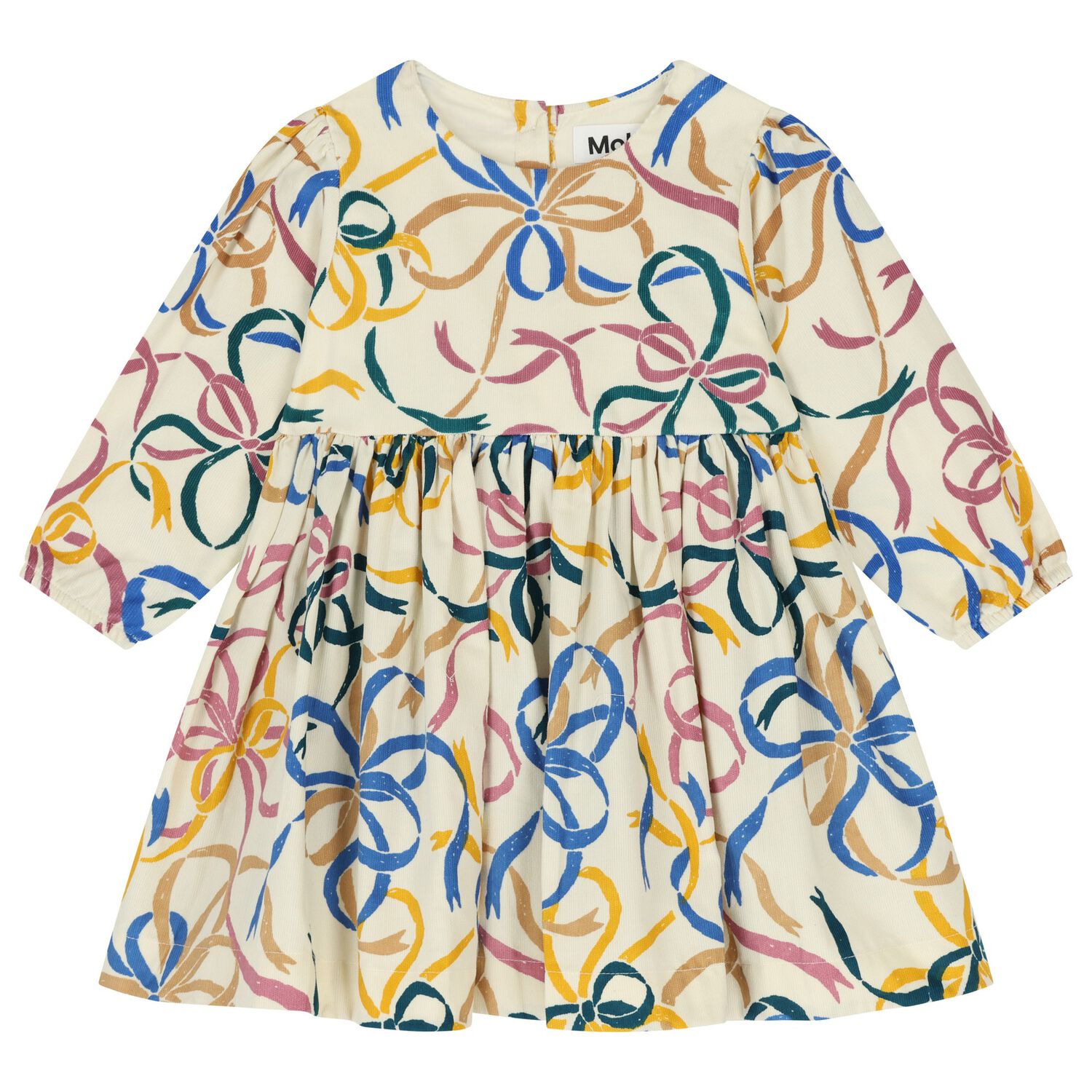 فستان أطفال مع فيونكة باللون البيج للبنات, 1, hi-res