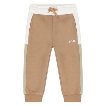 Younger Boys Beige Logo Joggers