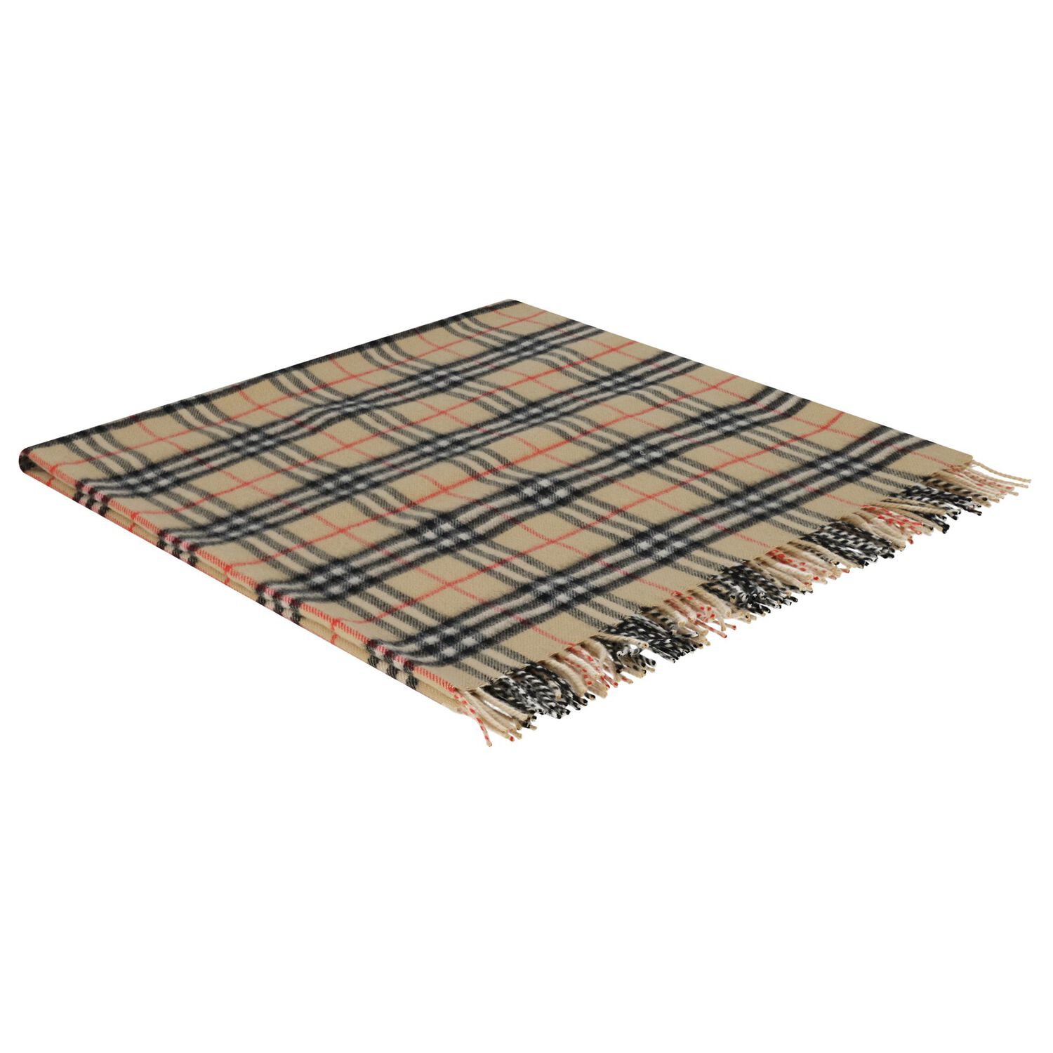 Beige Check Knitted Baby Blanket, 1, hi-res